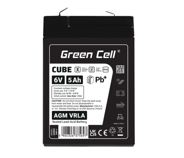 Green Cell Cube AGM VRLA IP54 6V 5Ah - 1364805 - zdjęcie 4